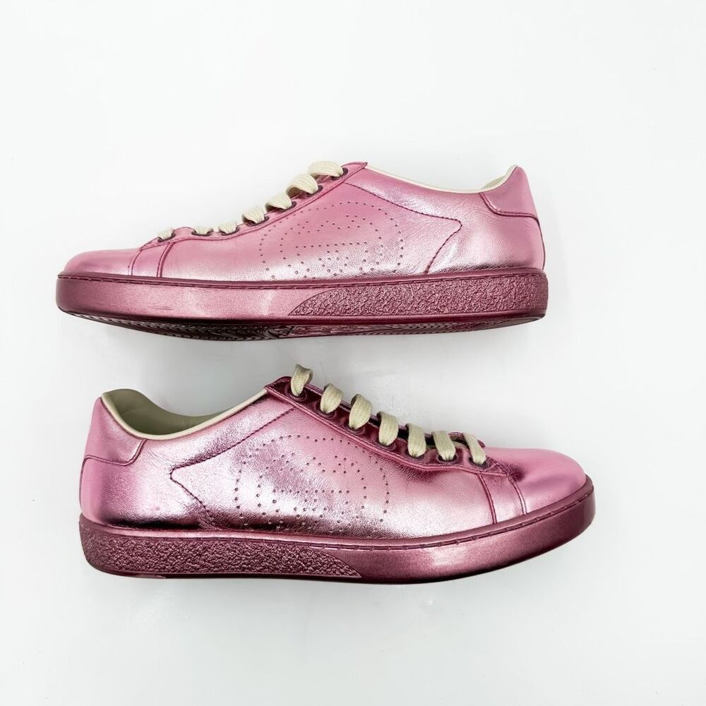 Gucci Ace GG Metallic Pink Sneakers Trainers EU 37 US 7 - Picture 9 of 12